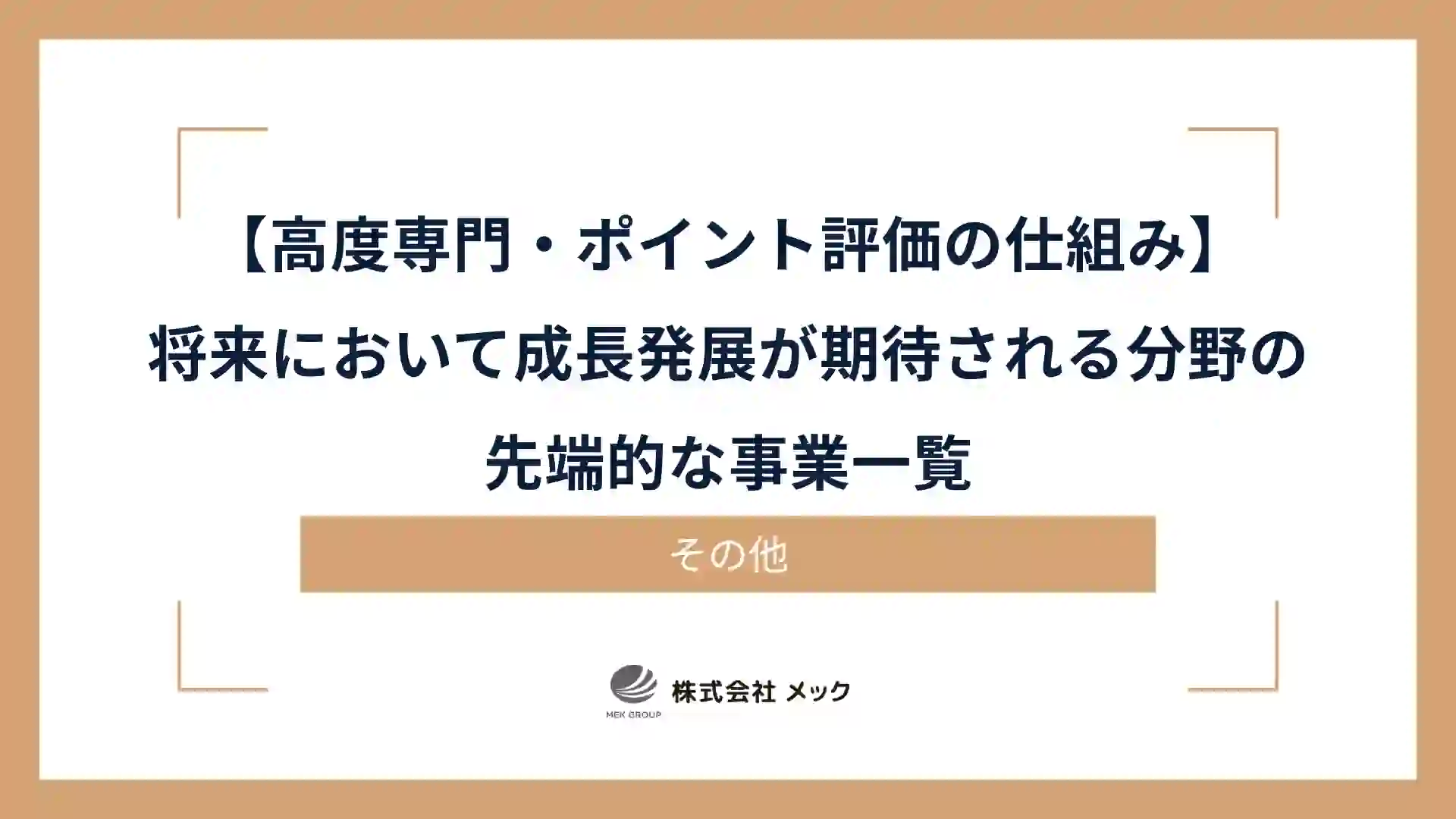 【高度専門・ポイント評価の仕組み】将来において成長発展が期待される分野の先端的な事業一覧
